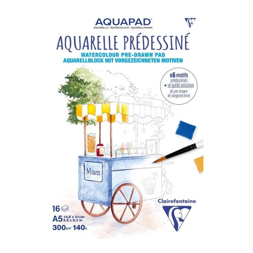 Aquapad Acquerello Pre-Disegnato 300 gr Formato A5 - Clairefontaine