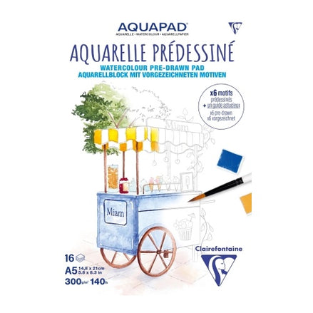 Aquapad Acquerello Pre-Disegnato 300 gr Formato A5 - Clairefontaine