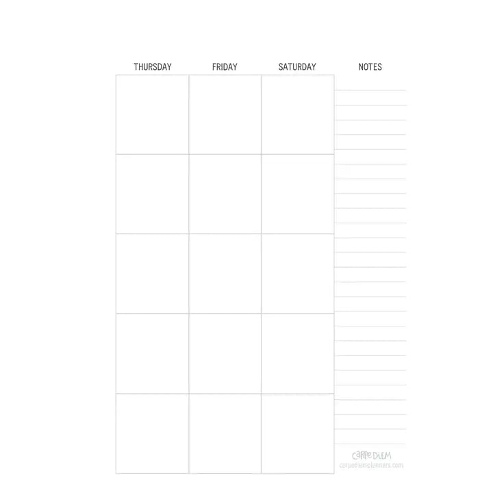 Calendario non datato per planner A5