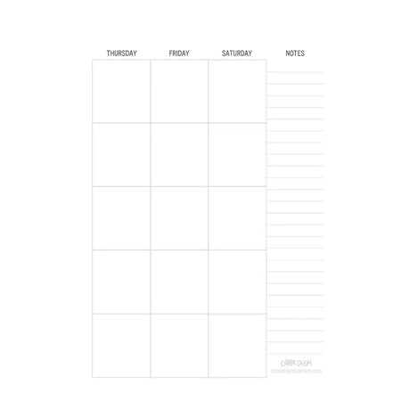 Calendario non datato per planner A5
