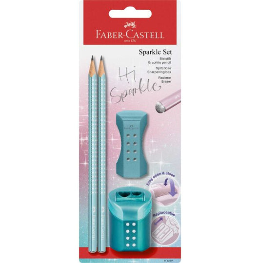 Set due matite, gomma e temperino Sparkle Faber-Castell