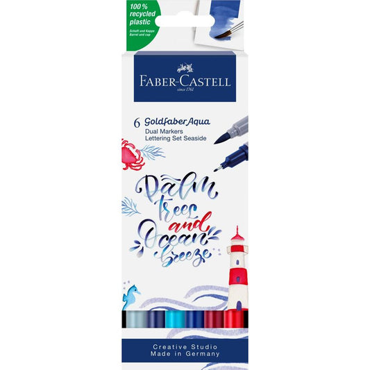 Goldfaber Aqua Dual Marker astuccio da 6, Lettering Sea Faber-Castell