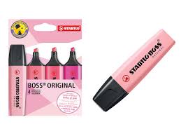 Set 4 evidenziatori rosa Stabilo Boss