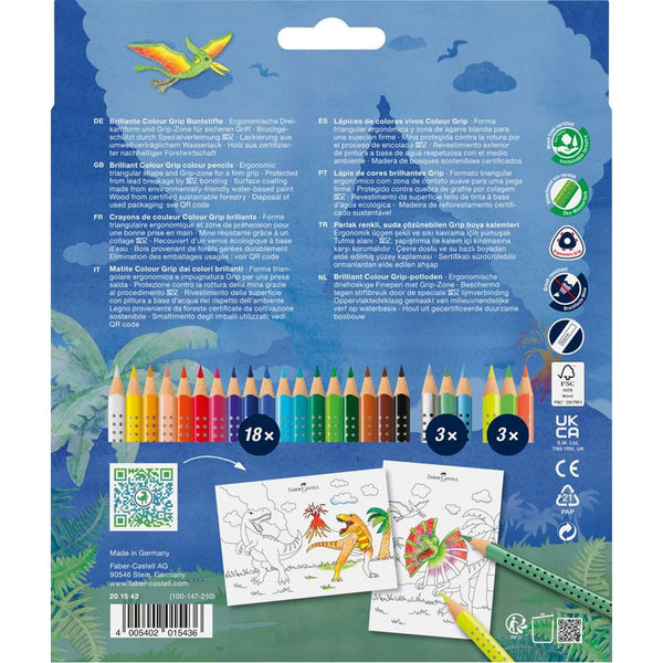 Matite colorate Colour Grip Dinosauro - Faber-Castell