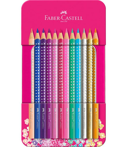 Matite colorate Sparkle confezione di metallo da 12 colori Faber-Castell