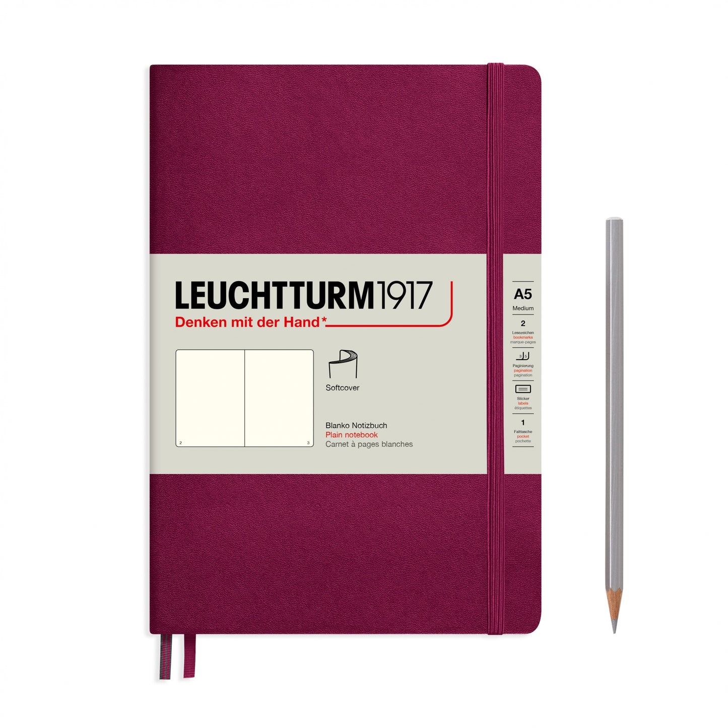 Taccuino Leuchtturm1917, formato A5, copertina morbida, pagine bianche