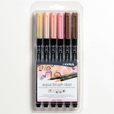 Pennarelli aqua brush duo sei colori pelle Lyra