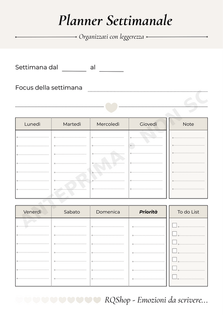 Pack Organizzazione – Starter kit stampabile