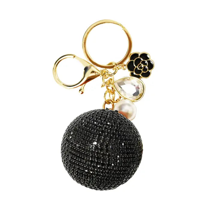 Portachiavi pallina strass nero