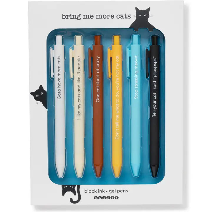Set di penne con frasi gattose