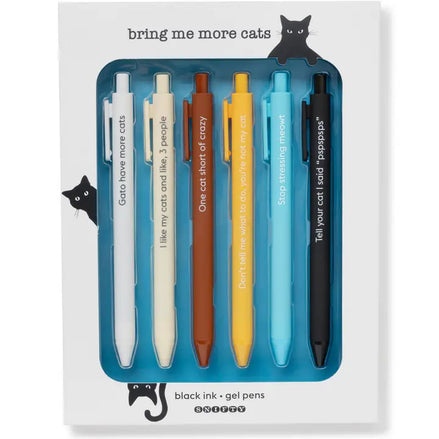 Set di penne con frasi gattose